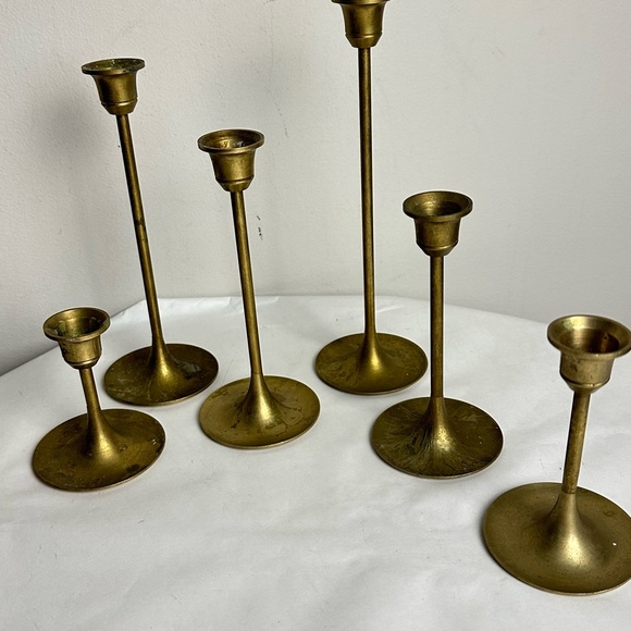 6 set Elegant Brass Candle Holders